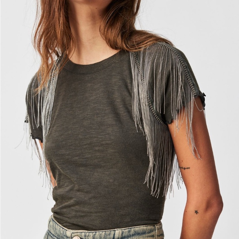 Free People Bang Bang Tee in Vintage Gray size small brand new with tags